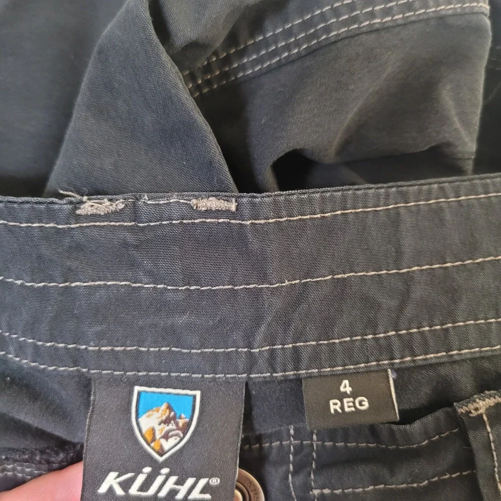 Kuhl Size 4 Reg Hiking Pants Womens Navy Blue Vintage Patina Dye Stretch Cargo